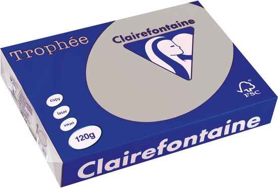 Foto: Clairefontaine troph e pastel gekleurd papier a4 120 g 250 vel lichtgrijs