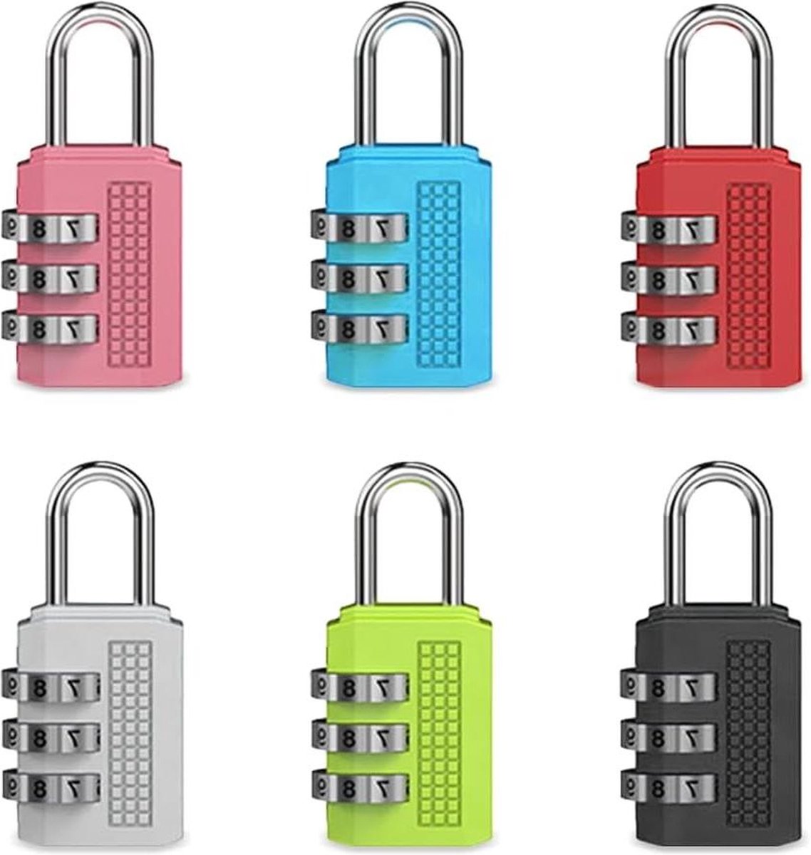 Html Cijferslot 6 Stuks - Resetbaar 3-Cijferig Hangslot voor Koffer, Kluisjes, Rugzakken .