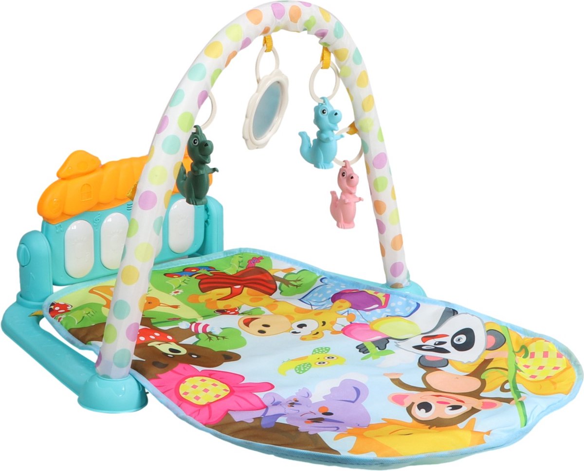 Moni Toys - Piano Activiteiten Speelkleed - Multicolor - Met Speelboog, Spiegeltje & Muziek - Educatief Baby Gym - Vanaf 0 Maanden — afbeelding 14