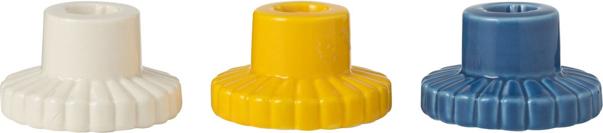 J-Line kandelaar Strepen - porselein - mix - 3 stuks Multi
