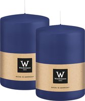 Wiedemann Bougie cylindrique/bougie pilier grande - 2x - bleu foncé - 15 x 10 cm - 113 heures de combustion - bougies colonnes