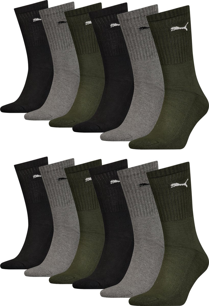 SOKKEN 12 paar Puma sportsokken tennissokken 49 Unisex voor hem en haar Groen