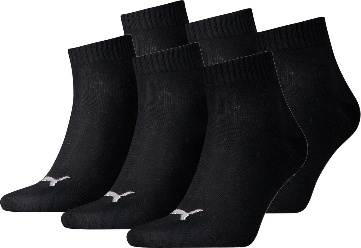 Puma 6-Paar Sneaker sokken met zachte badstof zool Ademend mesh gedeelte Elastisch katoen- – 46 Zwart