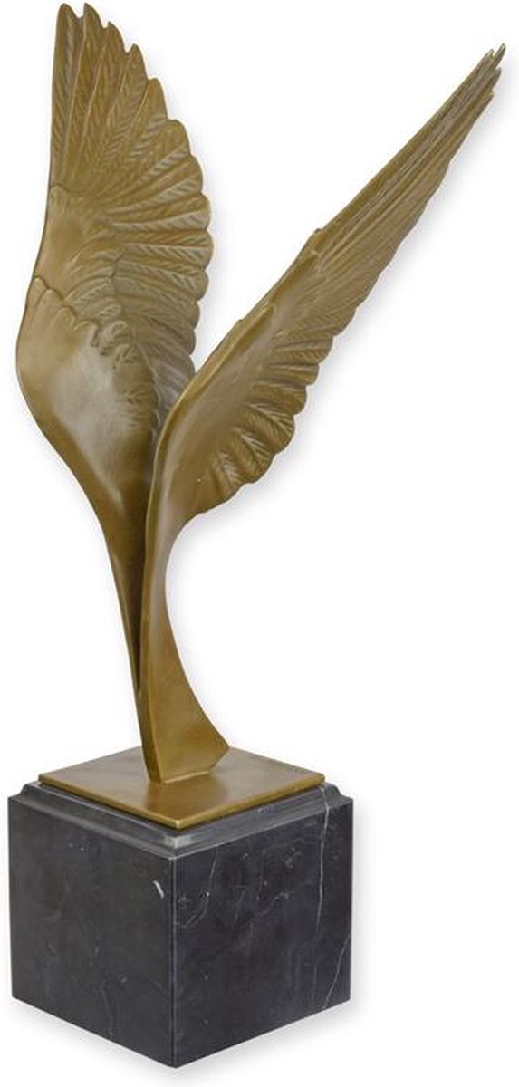 Bronzen sculptuur ‘Vleugels’ op sokkel - Beeld & Sculptuur - bronzen beeld vleugels kunstobject - luxe decoratie - strak tijdloos design - symboliek vrijheid - 34x20x9,9 cm brons