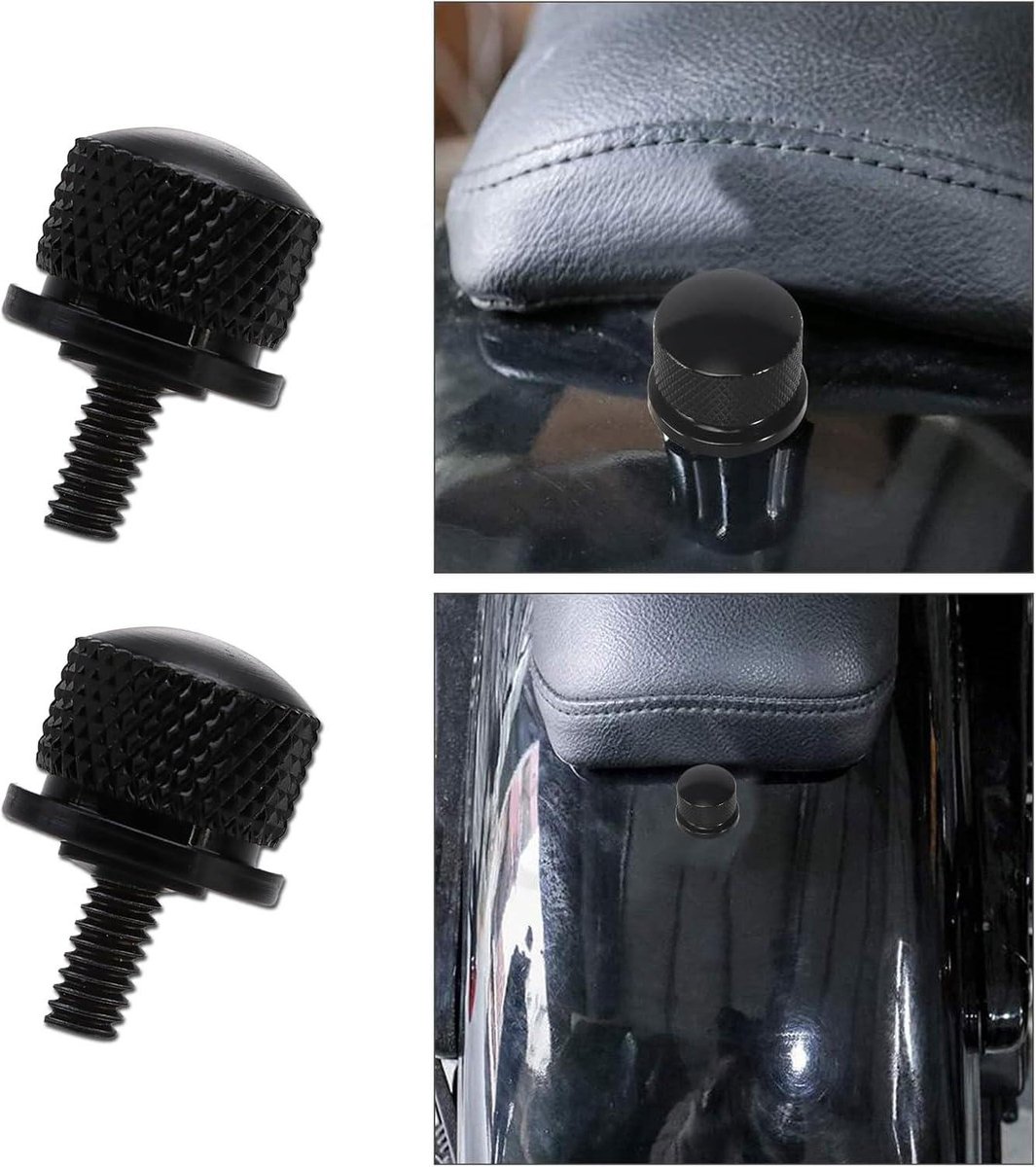 GisWell 2 Sätze Harley Davidson Zubehör, Motorrad Aluminium Sitz Befestigung Schrauben Muttern Set mit C-Clips und Rändelschraube für Sichere Sitzbank Befestigung für Sportster Schwarz