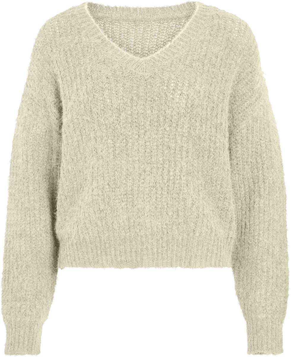 Vila Trui Vilampe V-neck L/s Knit Top-noos 14112721 Super Light Natural Melan Dames Maat - L