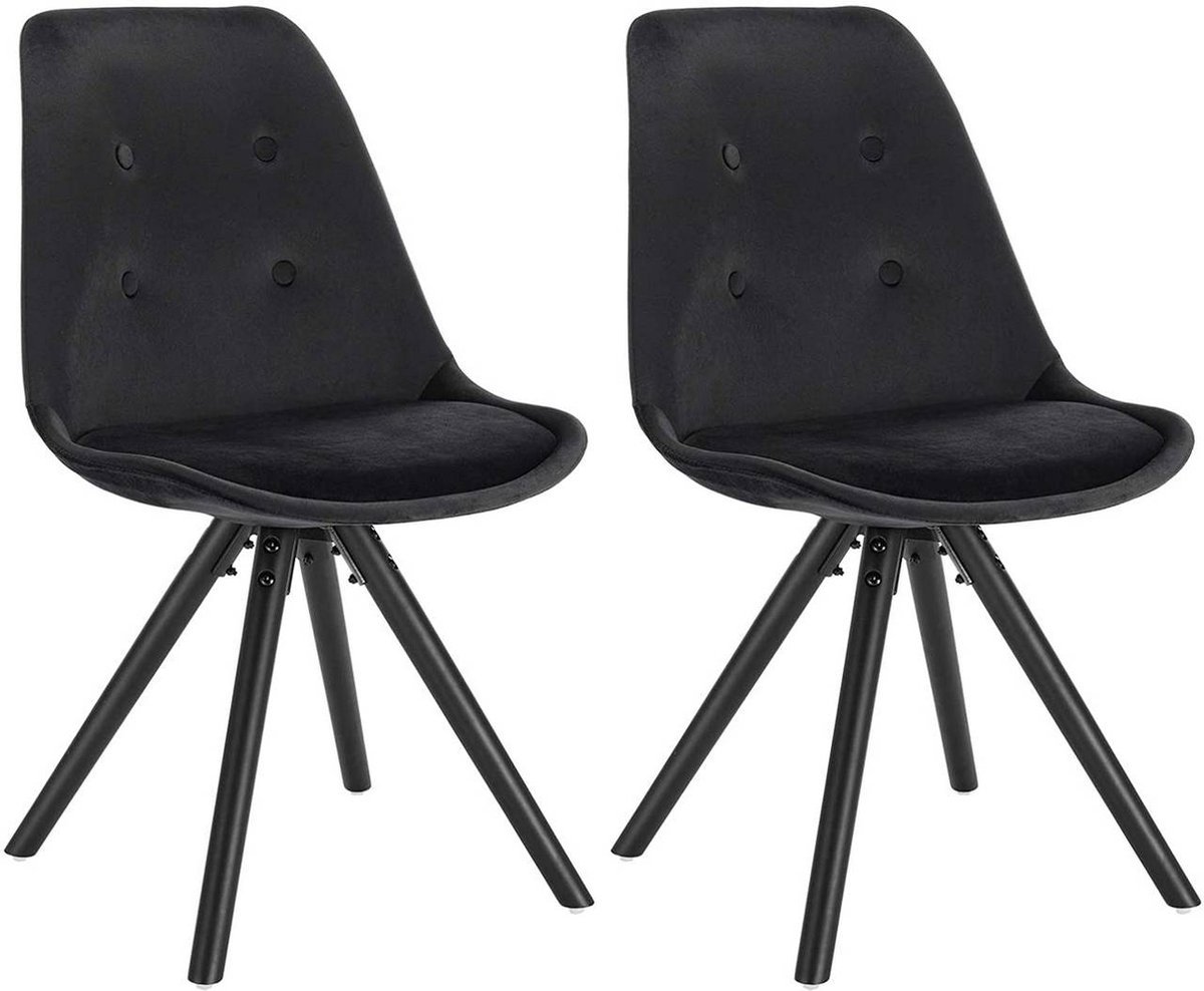 Bolt Edge Bezoekersstoelen - Zwart Velvet - Houten poten - Zithoogte 46cm - Set van 2