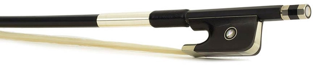 ELS FBC-25/12 cellostrijkstok, 1/2, carbon, zwart, rond, ebben slof, parijs oog, nikkelen montuur