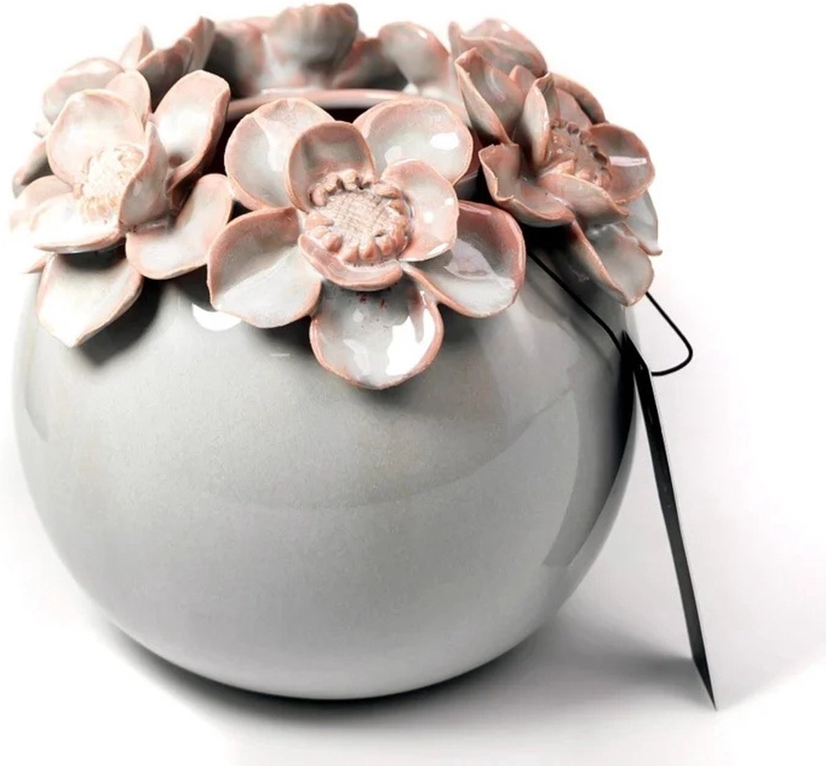 Villa Pottery Vaas Jolie - lichtgrijs/roze - keramiek - 14x16 cm
