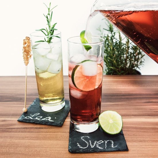 Secret de Gourmet Onderzetters voor glazen in rekje - 6x - antraciet