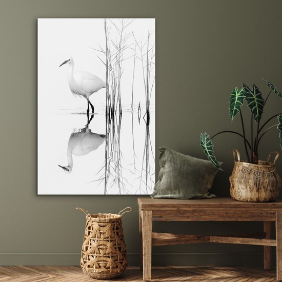 Aluminium schilderij 80x120 cm - Wanddecoratie metaal - Vogel - Water - Planten - Natuur - Metalen muurdecoratie woonkamer - Decoratie industrieel - Foto op dibond - Industriële accessoires slaapkamer