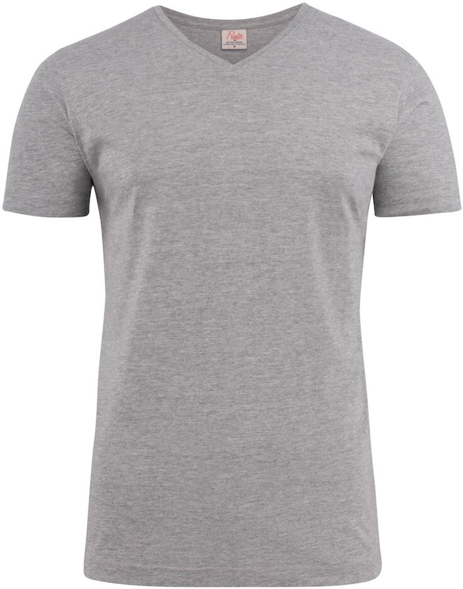 Printer T-shirt Heavy V-hals Man 2264024 Grijs-Melange - Maat 4XL