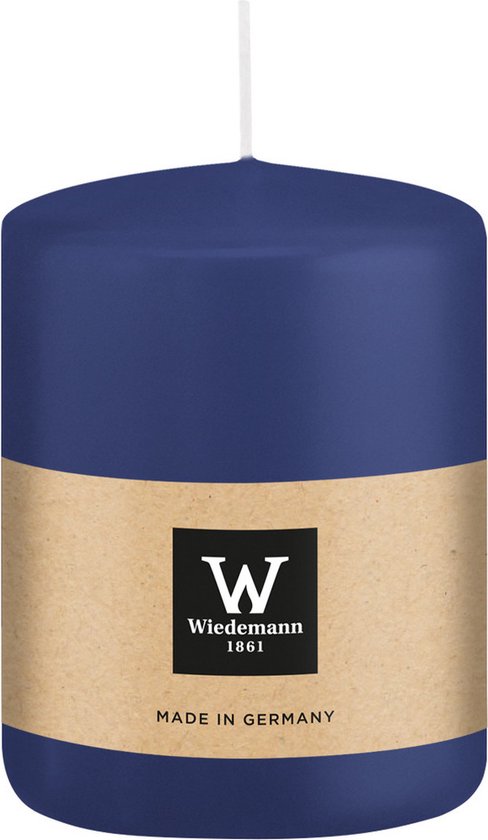 Bougie cylindrique/pilier Wiedemann - 2x - bleu foncé - 6 x 8 cm - 29 heures de combustion - bougies piliers