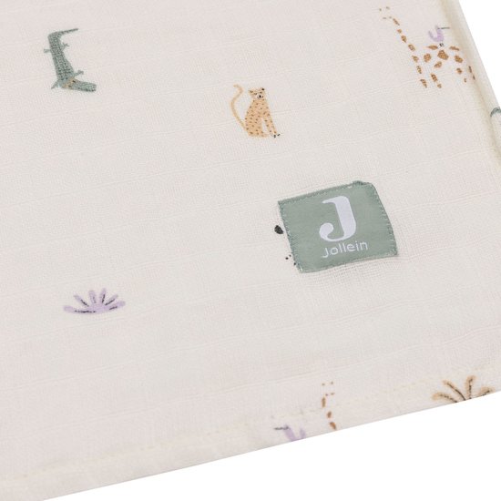 Jollein - Hydrofiele Doek Large 115x115cm - Inbakerdoek - Zacht Katoen - 2 Stuks - Jungle Jambo van Jollein — afbeelding 5