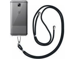 Telefoonhoesje Geschikt voor OnePlus 3T Transparant ShockProof met Afneembaar Universeel Telefoonkoord - Cover Case Siliconen ShockProof with Lanyard - Smartphonica geschikt voor OnePlus 3T
