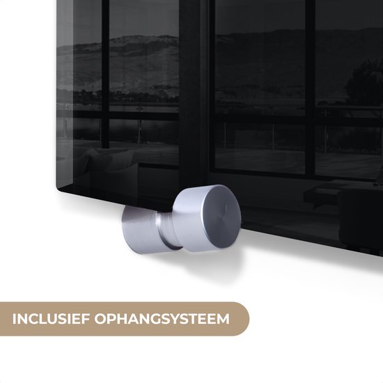 MuchoWow® Glasschilderij 120x90 cm - Schilderij acrylglas - Vleugels - Engel - Goud - Zwart - Abstract - Foto op glas - Muurdecoratie woonkamer - Wanddecoratie slaapkamer - Schilderijen