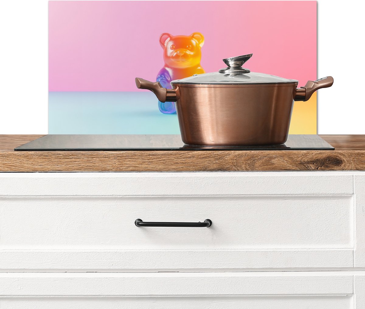 Spatscherm keuken 70x30 cm - Kookplaat achterwand Pastel - Snoep - Muurbeschermer - Spatwand fornuis - Hoogwaardig aluminium