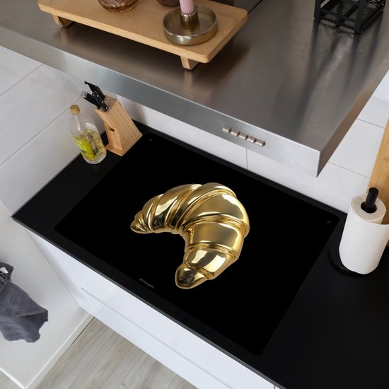 KitchenYeah® Protection plaque induction 85x52 cm - Croissant - Or - Noir - Protege plaque de cuisson - Couvre plaque induction - Protecteur d'induction - Cuisine