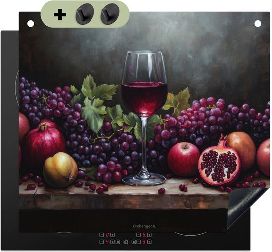 KitchenYeah® Protection plaque induction 60x52 cm - Vin - Fruits - Nature morte - Protege plaque de cuisson - Couvre plaque induction - Protecteur d'induction - Cuisine