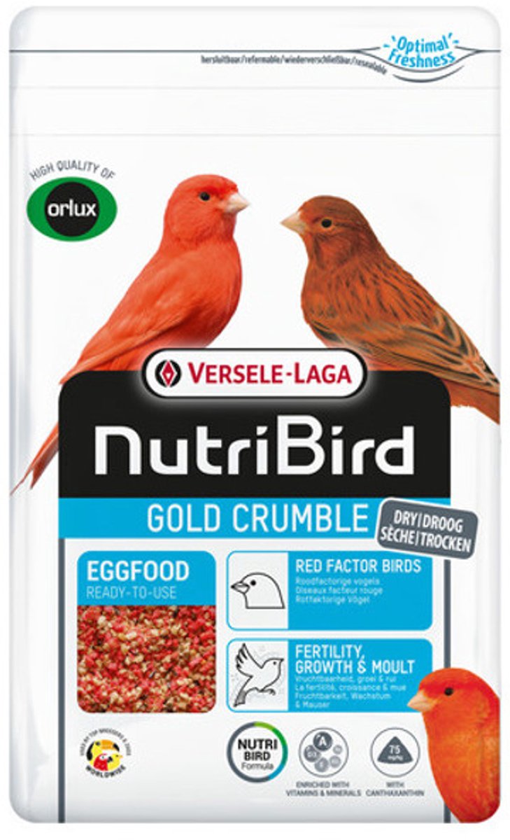 Gold Crumble Roodfactorige Vogels 1 kg - Orlux Eivoer droog rood 1 kg - Versele laga - Supplementen - Eivoer voor vogels - Patee