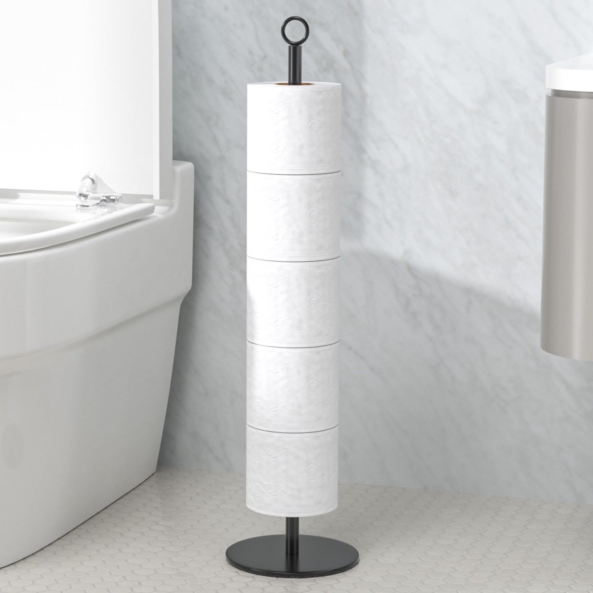 La'Moussawi ® Stijlvolle Vrijstaande Toiletrolhouder met Extra Opslag voor Badkamer