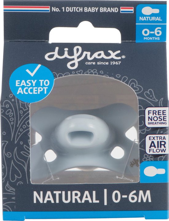 Difrax Fopspeen - Natural & Pure - 0/6 Maanden - Ice van Difrax — afbeelding 3