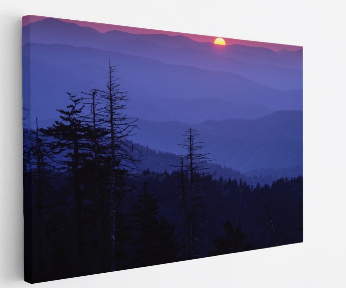 Saammp Canvas Schilderij - Paarse lucht door zonsondergang - Landschap - Natuur - 90x60 - Foto op canvas - Wanddecoratie - Muurdecoratie Woonkamer - Slaapkamer decoratie - Canvas Print Multicolor