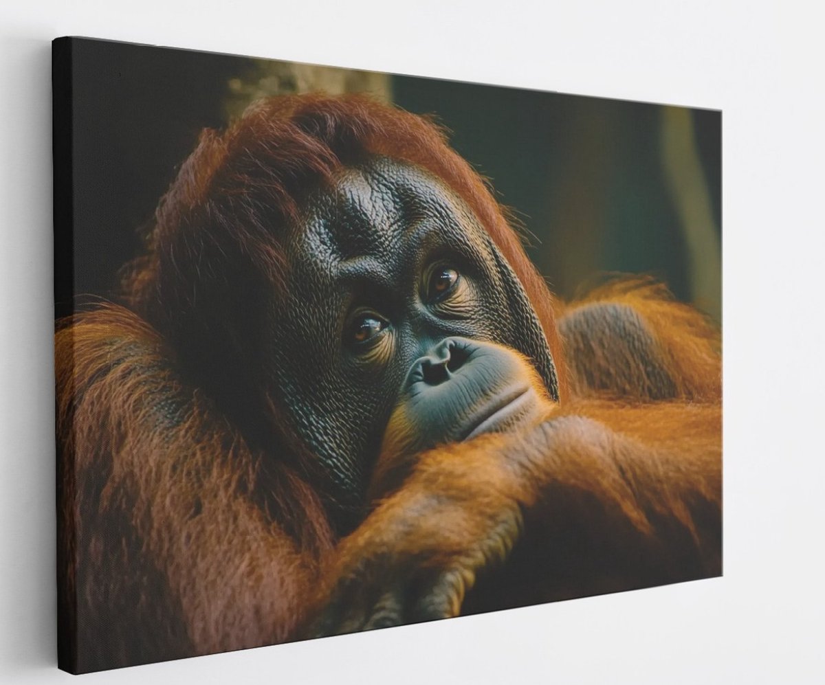 Saammp Canvas Schilderij - Orang oetan - Abstract - Dier - 40x30 - Foto op canvas - Wanddecoratie - Muurdecoratie Woonkamer - Slaapkamer decoratie - Canvas Print Multicolor