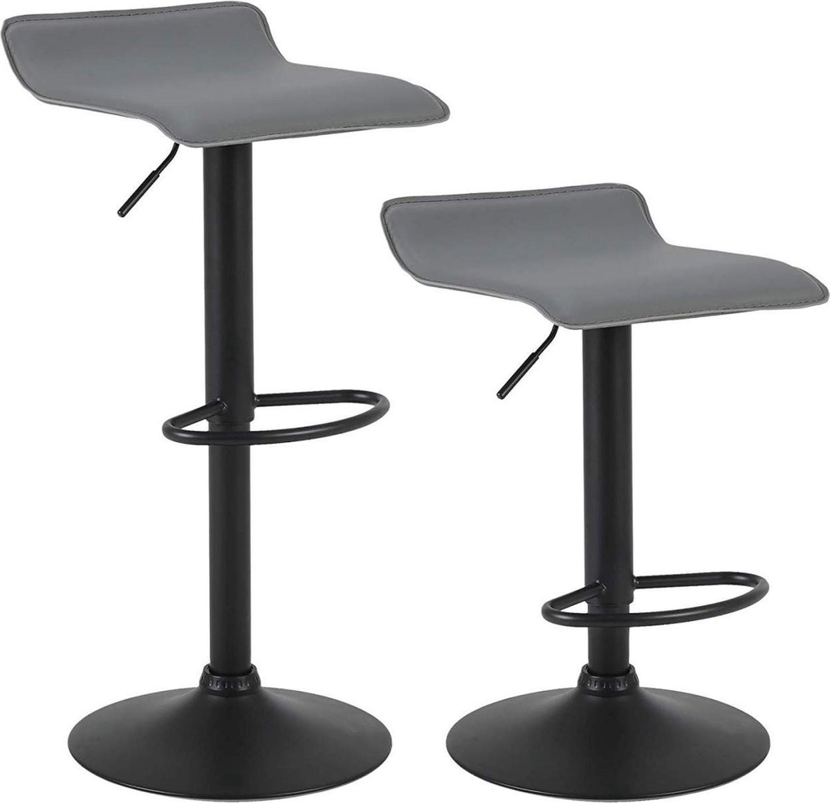 Bolt Edge Barkrukken - Grijs - Zonder Rugleuning - Verstelbaar - Set van 2 - Zithoogte 56-78cm