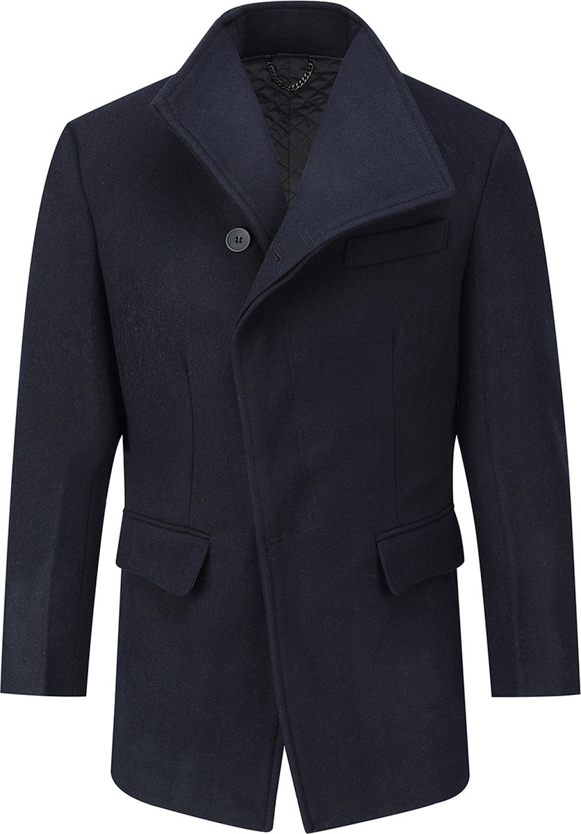 ALLTHEMEN Heren Lange Mantel Wollen Winterjas - Slim Fit Jas - L