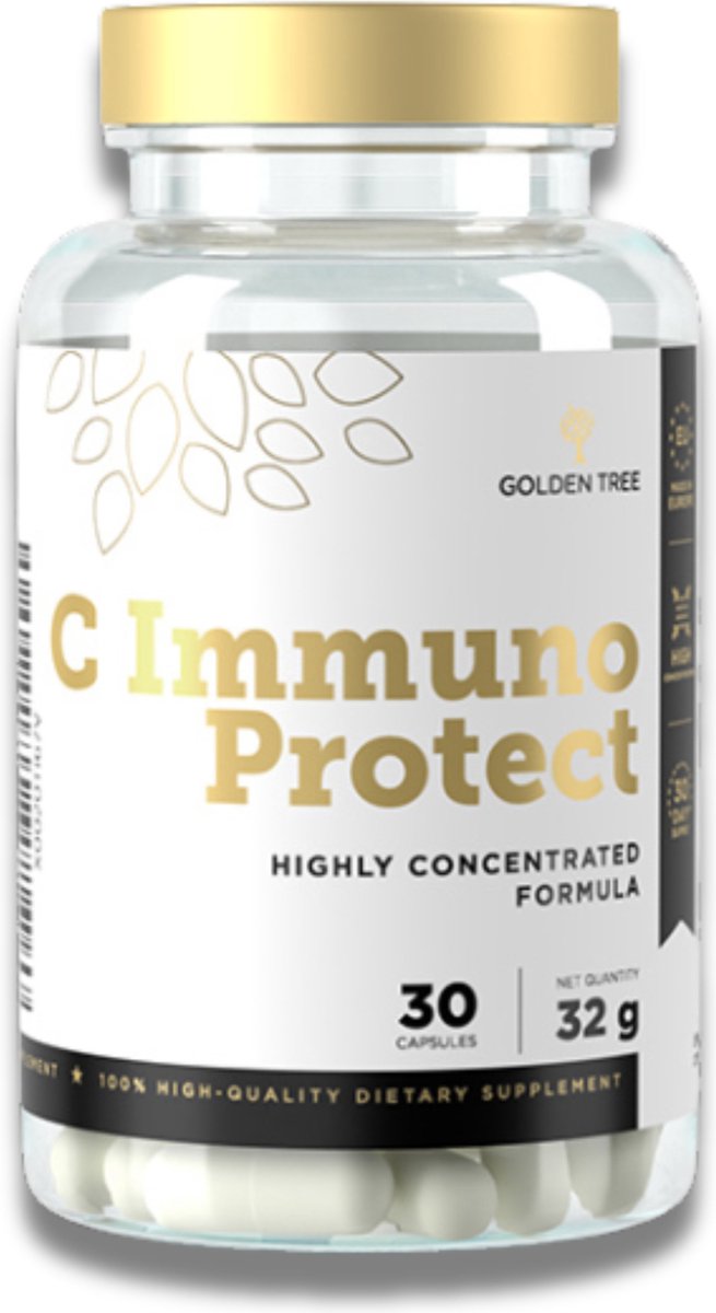 Golden Tree Vitamine C - 1000mg - Hoge dosering vitamine C - Ondersteuning van je weerstand - 30 capsules