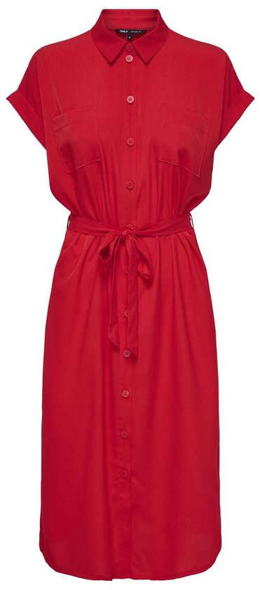 ONLY ONLHANNOVER S/S SHIRT DRESS NOOS WVN Dames Jurk - High Risk Red Dtm Buttons