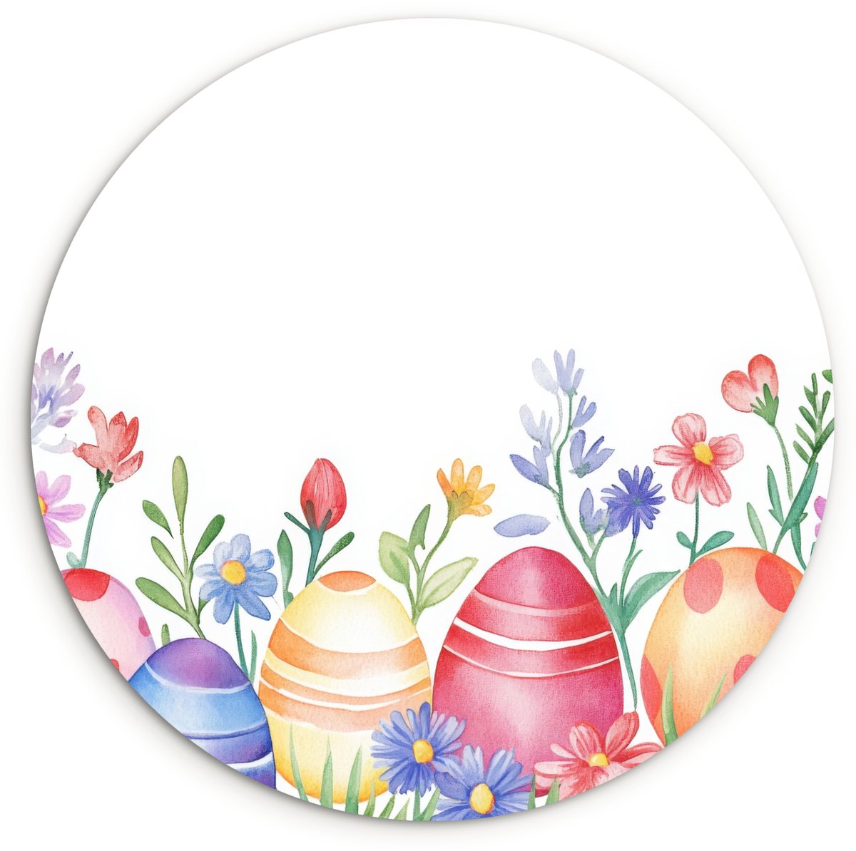 WallCircle Wandcirkel 120x120 cm - Muurcirkel Bloementuin - Kleurrijk - Eieren - Muurdecoratie woonkamer - Wanddecoratie slaapkamer - Kamer decoratie accessoires - Ronde schilderijen Eieren - Kleurrijk