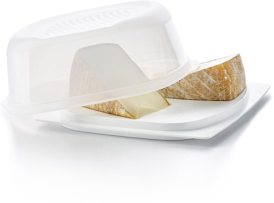 Tupperware CheeSmart Square - Boîte à fromage - Porte-fromage - Système de contrôle de la condensation - Gain de place - Dôme à fromage transparent - Lavable au lave-vaisselle - Préserve la fraîcheur et le goût