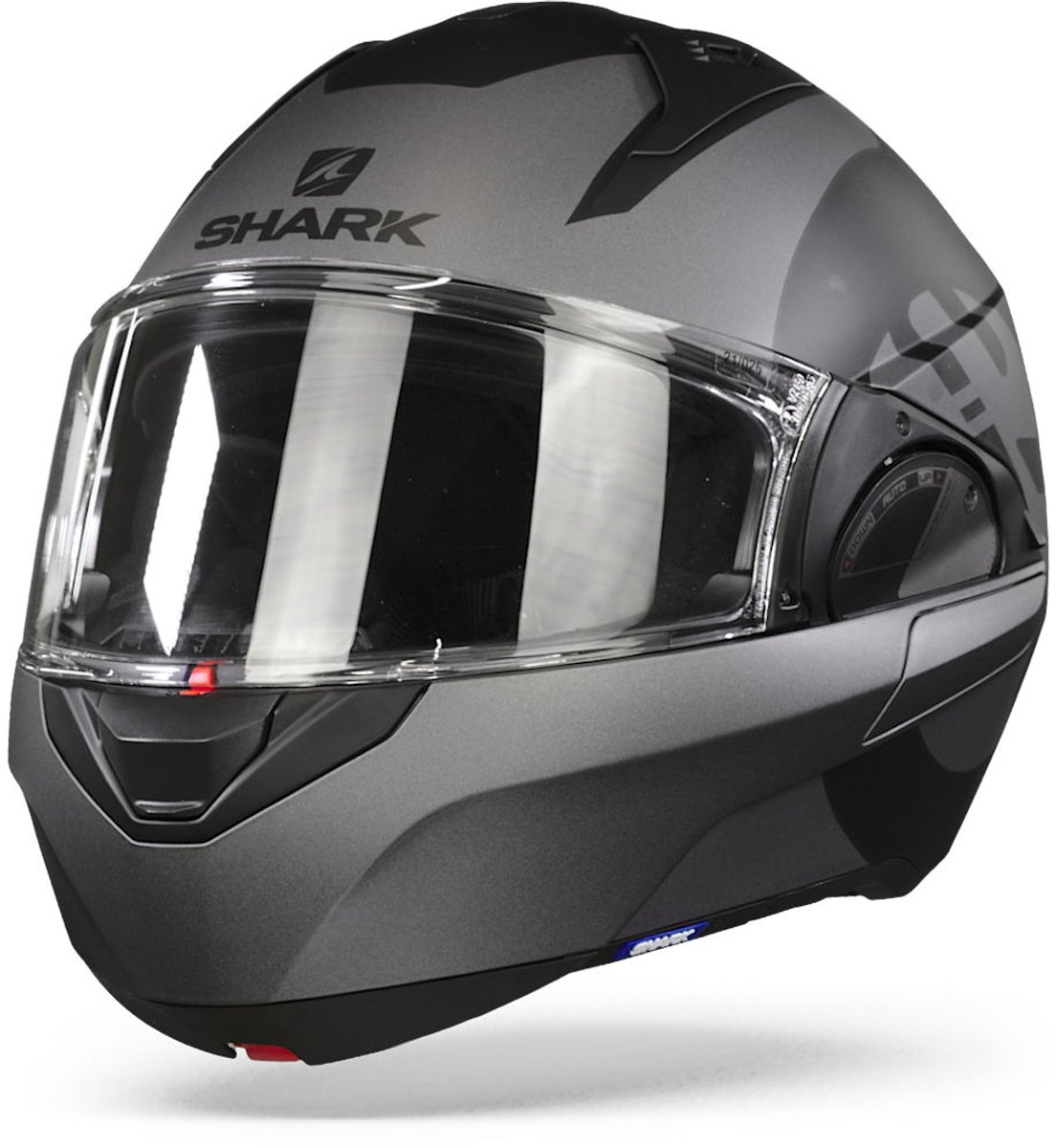 SHARK EVO ES KEDJE Motorhelm Systeemhelm Mat Zwart Antraciet Black - Maat S