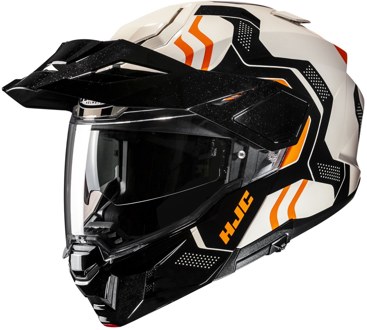 HJC i80 Velly Zwart Wit Oranje Adventure Motorhelm - Helm