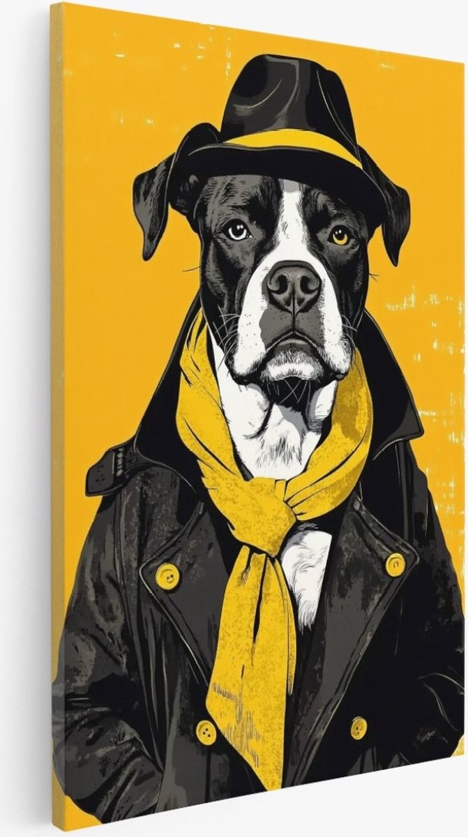 Saammp Canvas Schilderij - Grappige Hond - Dieren - Natuur - 100x150 - Foto op canvas - Wanddecoratie - Muurdecoratie Woonkamer - Slaapkamer decoratie - Canvas Print Multicolor