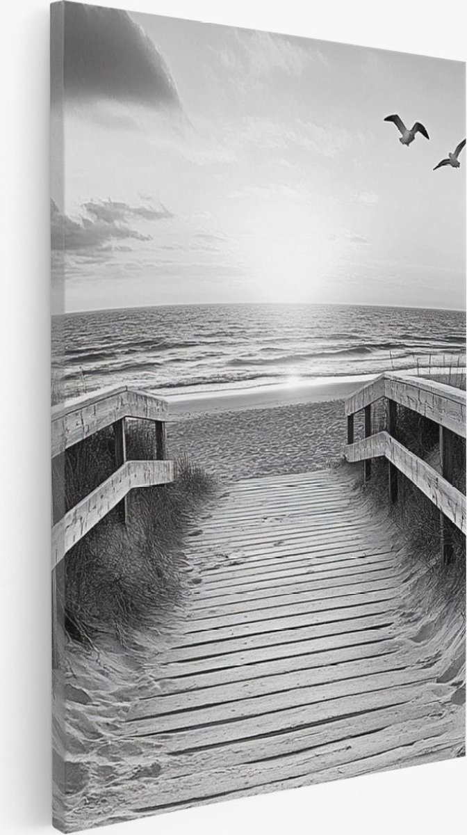 Saammp Canvas Schilderij - Pad door De Duinen - strand en zee - 30x45 - Foto op canvas - Wanddecoratie - muurdecoratie Woonkamer - Slaapkamer decoratie - Canvas Print Multicolor