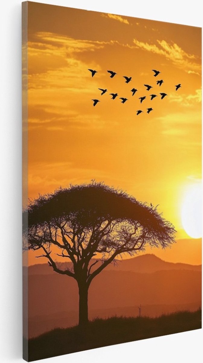 Saammp Canvas Schilderij - Vogels in Afrika - Natuur - Dieren - 75x100 - Foto op canvas - Wanddecoratie - Muurdecoratie Woonkamer - Slaapkamer decoratie - Canvas Print Multicolor