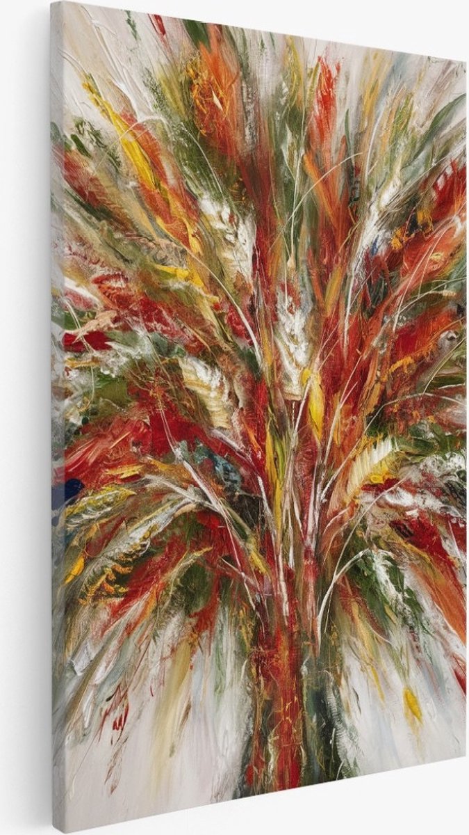 Saammp Canvas Schilderij - Kleurrijke Boom - Abstract - Bloemen - 80x120 - Foto op canvas - Wanddecoratie - Muurdecoratie Woonkamer - Kantoor Decoratie Multicolor