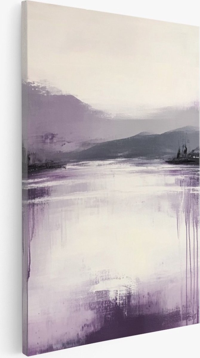 Saammp Canvas Schilderij - paars zwart landschap - Abstract - 100x150 - Foto op canvas - Wanddecoratie - Muurdecoratie Woonkamer - Slaapkamer decoratie - Canvas Print Multicolor