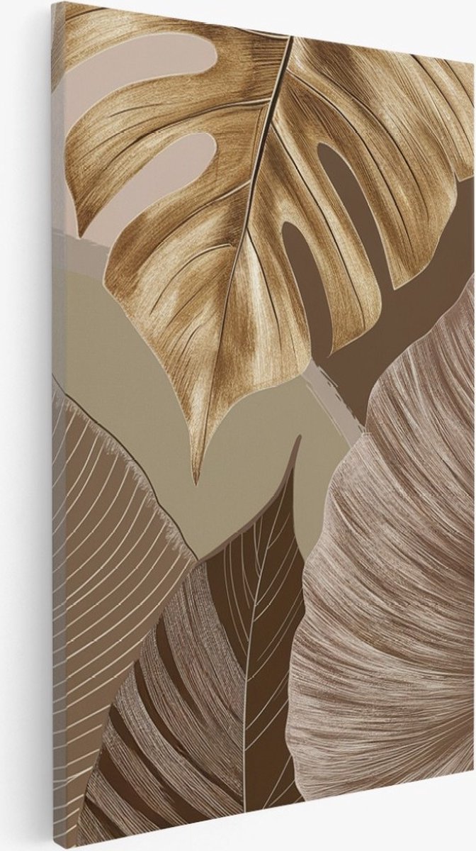 Saammp Canvas Schilderij - Goud blad - Beige - Landschap - Natuur - 40x50 - Foto op canvas - Wanddecoratie - Muurdecoratie Woonkamer - Slaapkamer decoratie - Canvas Print Multicolor