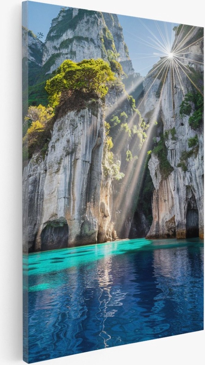 Saammp Canvas Schilderij - Mooi water tussen de Rotsen - Landschap - Natuur - 40x50 - Foto op canvas - Wanddecoratie - Muurdecoratie Woonkamer - Slaapkamer decoratie - Canvas Print Multicolor