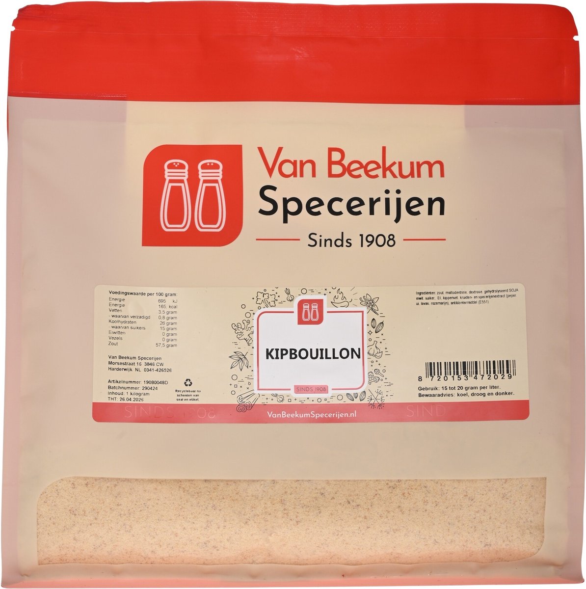 Goedkoopste Van Beekum Specerijen - Kipbouillon - 1 kilo (hersluitbare stazak