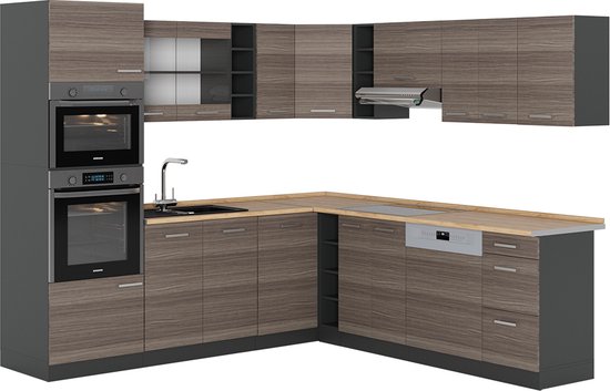 Foto: Vicco r line hoekkeuken 247 x 46 cm zonder werkblad edel grijs antraciet