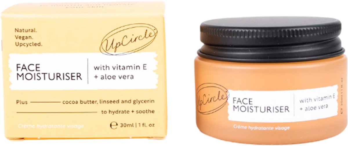 UpCircle - 99% Natuurlijk Moisturizer - Vegan - Voor Alle Huidtypes - Met Arganpoeder, Aloe Vera en Cacaoboter - 30 ml