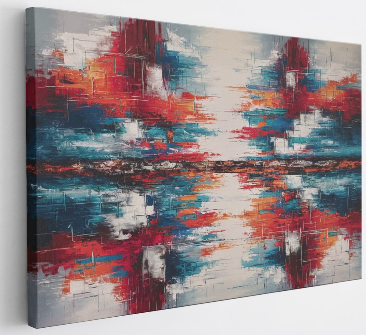 Saammp Canvas Schilderij - Spiegel kleuren - Abstract - 30x20 - Foto op canvas - Wanddecoratie - Muurdecoratie Woonkamer - Slaapkamer decoratie - Canvas Print Multicolor