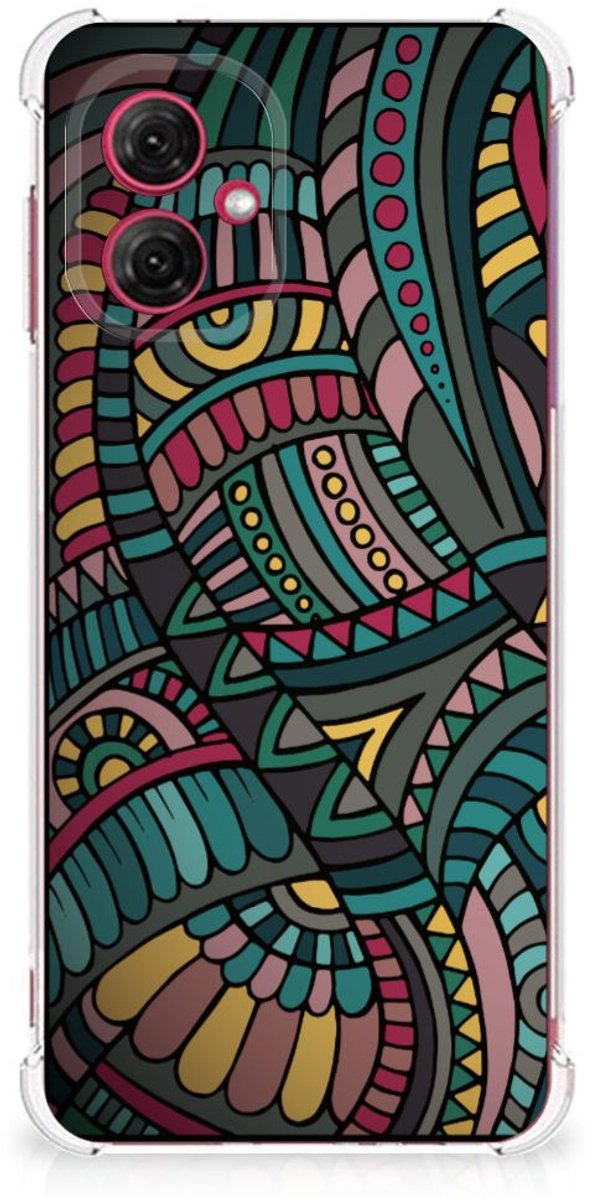 Motorola Moto G55 Doorzichtige Silicone Hoesje Aztec