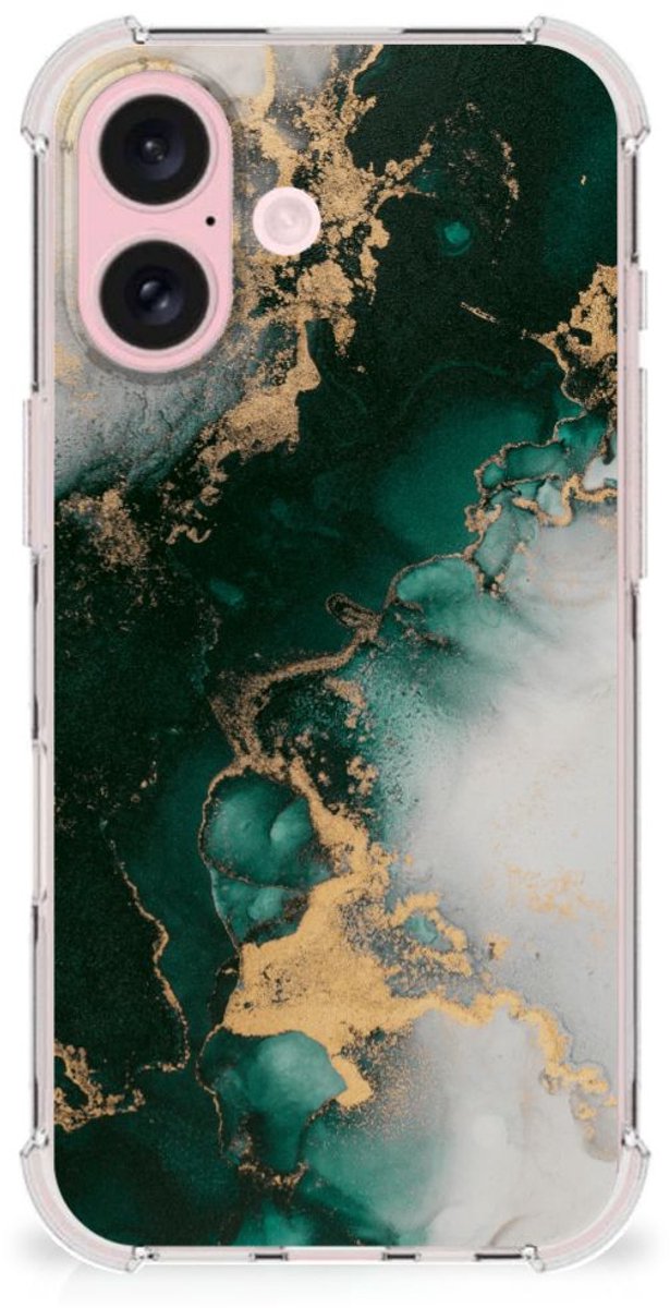 Anti-Shock Hoesje voor iPhone 16 Marmer Groen