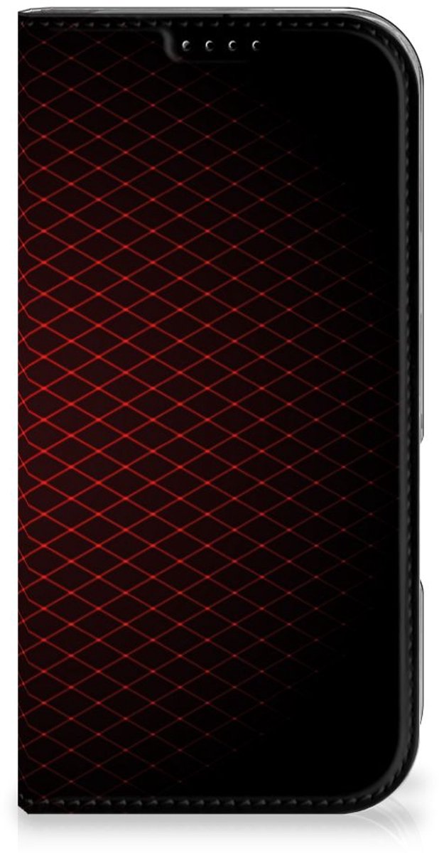iPhone 16 Pro Hoesje met Magneet Geruit Rood